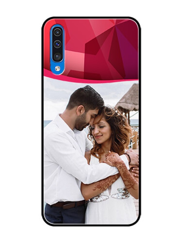 Custom Samsung Galaxy A50 Custom Glass Mobile Case  - Red Abstract Design