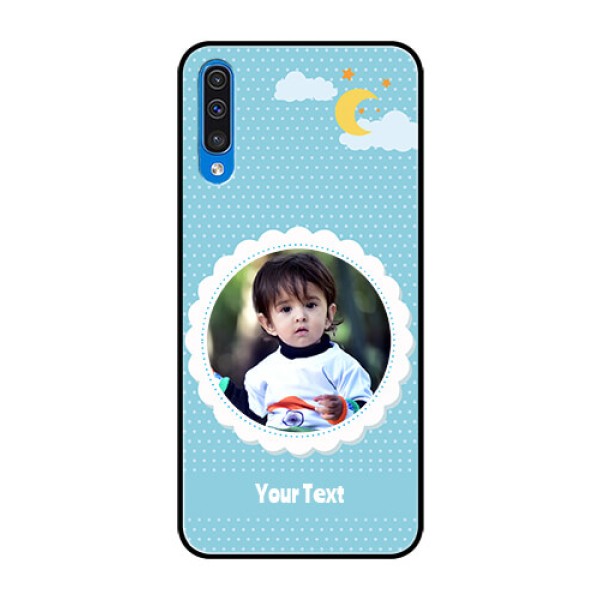 Samsung Galaxy A50 Personalised Glass Phone Case  - Violet Pattern Design