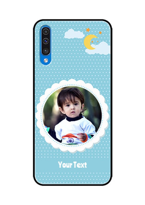 Samsung Galaxy A50 Personalised Glass Phone Case  - Violet Pattern Design