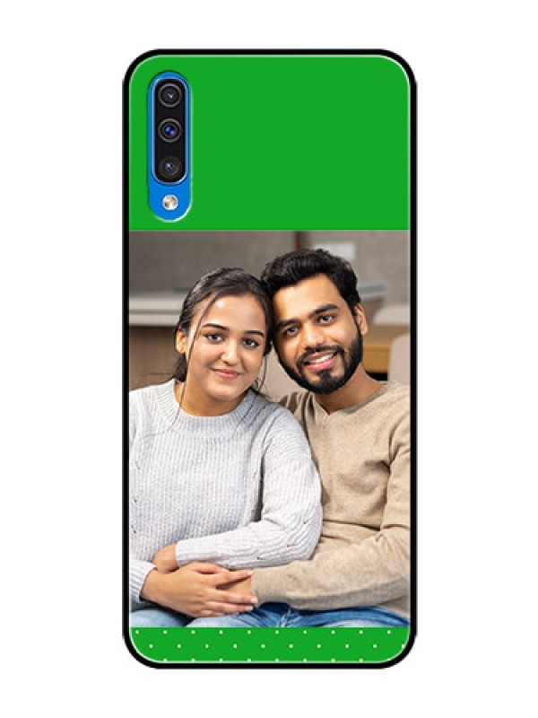 Custom Samsung Galaxy A50 Personalized Glass Phone Case  - Green Pattern Design