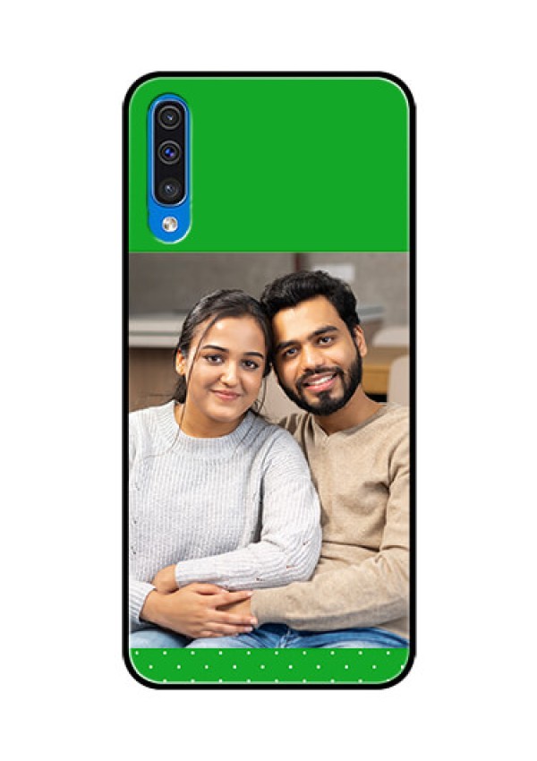 Samsung Galaxy A50 Personalized Glass Phone Case  - Green Pattern Design