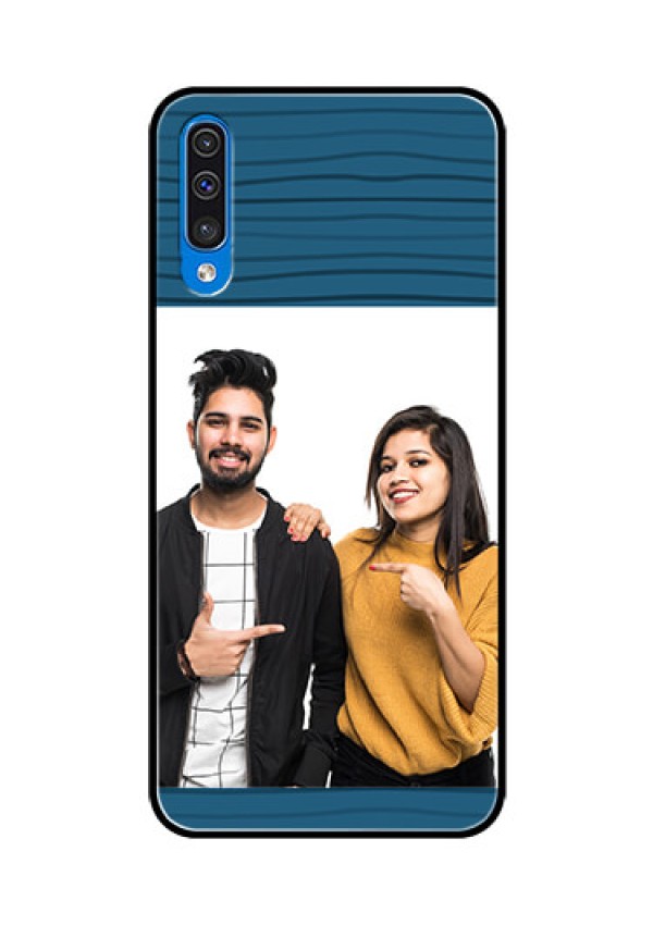 Samsung Galaxy A50 Custom Glass Phone Case  - Blue Pattern Cover Design