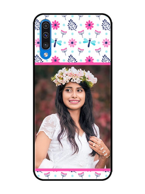 Custom Samsung Galaxy A50 Photo Printing on Glass Case  - Colorful Flower Design