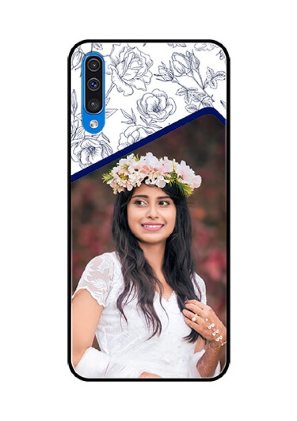 Samsung Galaxy A50 Personalized Glass Phone Case  - Premium Floral Design