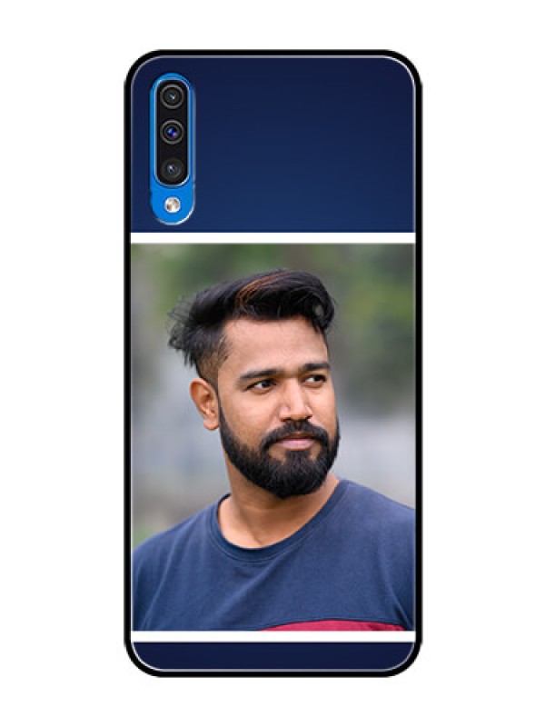 Custom Samsung Galaxy A50 Personalized Glass Phone Case  - Simple Royal Blue Design