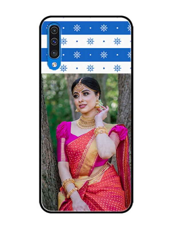 Custom Samsung Galaxy A50 Photo Printing on Glass Case  - Snow Pattern Design