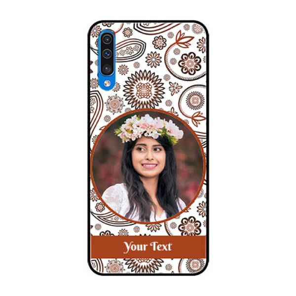 Samsung Galaxy A50 Custom Glass Mobile Case  - Abstract Floral Design 