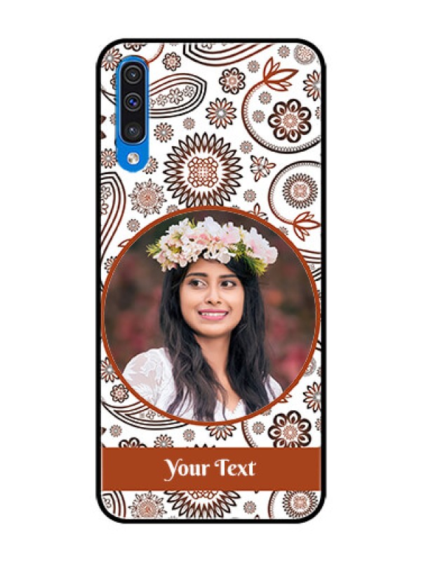 Custom Samsung Galaxy A50 Custom Glass Mobile Case  - Abstract Floral Design 