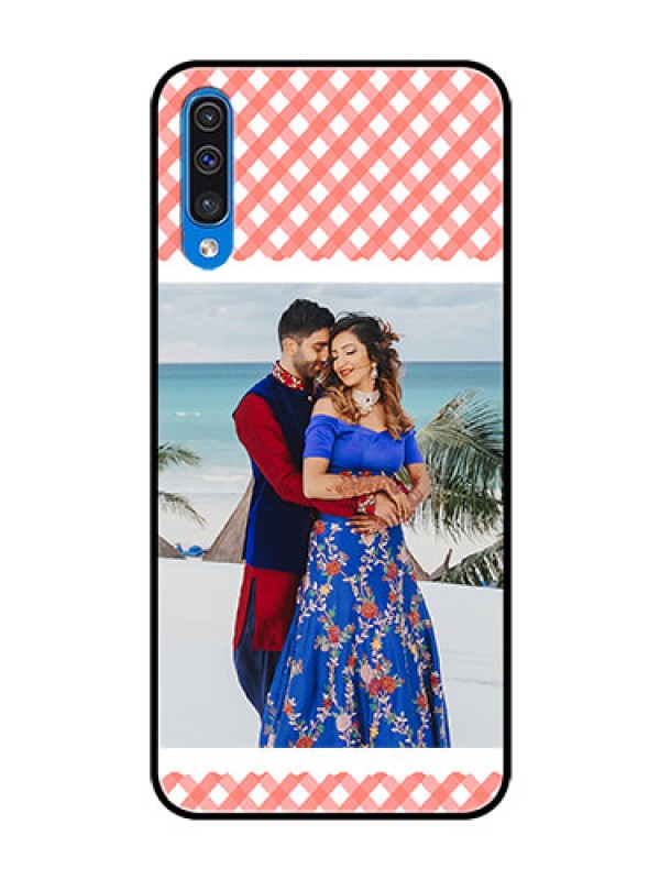 Custom Samsung Galaxy A50 Personalized Glass Phone Case  - Pink Pattern Design