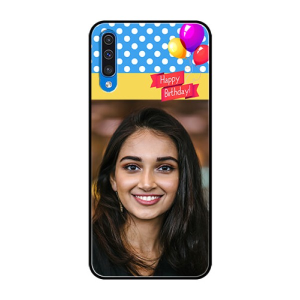 Samsung Galaxy A50 Custom Glass Mobile Case - Happy Birthday Design Samsung Galaxy A50 Custom Glass Mobile Case - Happy Birthday Design