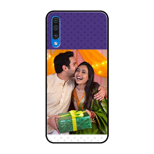 Samsung Galaxy A50 Personalized Glass Phone Case - Violet Pattern Design Samsung Galaxy A50 Personalized Glass Phone Case - Violet Pattern Design