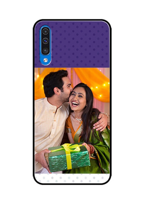 Samsung Galaxy A50 Personalized Glass Phone Case  - Violet Pattern Design