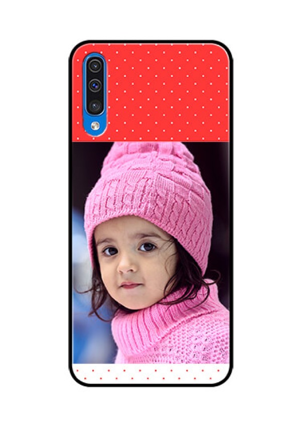 Samsung Galaxy A50 Photo Printing on Glass Case  - Red Pattern Design