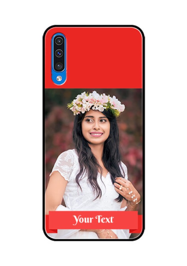 Samsung Galaxy A50 Custom Glass Phone Case  - Simple Red Color Design