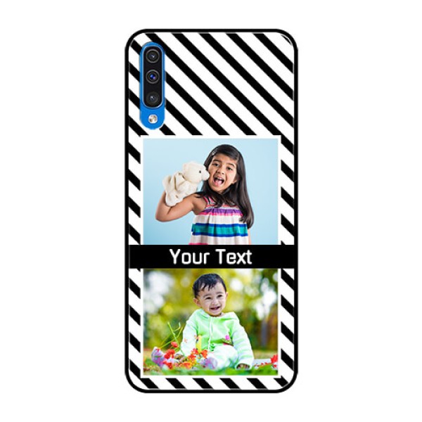 Samsung Galaxy A50 Photo Printing on Glass Case - Black And White Stripes Design Samsung Galaxy A50 Photo Printing on Glass Case - Black And White Stripes Design