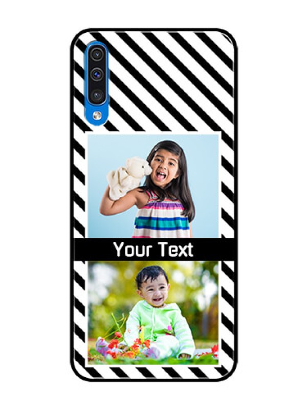 Custom Samsung Galaxy A50 Photo Printing on Glass Case  - Black And White Stripes Design