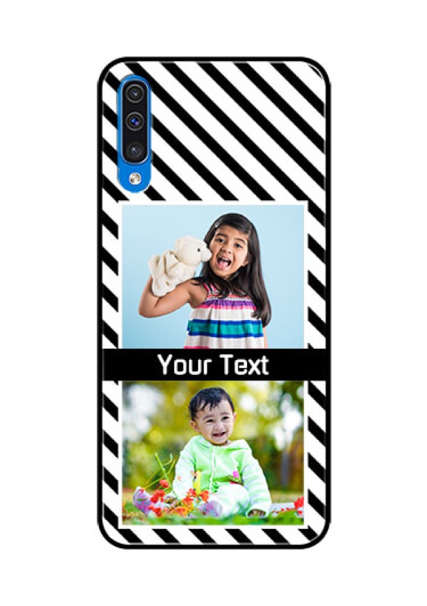 Samsung Galaxy A50 Photo Printing on Glass Case  - Black And White Stripes Design