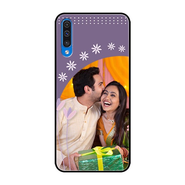 Samsung Galaxy A50 Custom Glass Mobile Case - Lavender flowers design Samsung Galaxy A50 Custom Glass Mobile Case - Lavender flowers design
