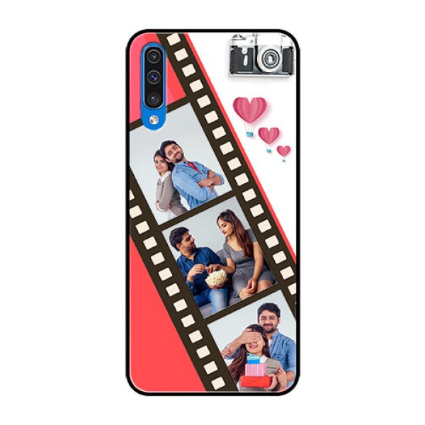 Samsung Galaxy A50 Personalized Glass Phone Case - 3 Image Holder with Film Reel Samsung Galaxy A50 Personalized Glass Phone Case - 3 Image Holder with Film Reel