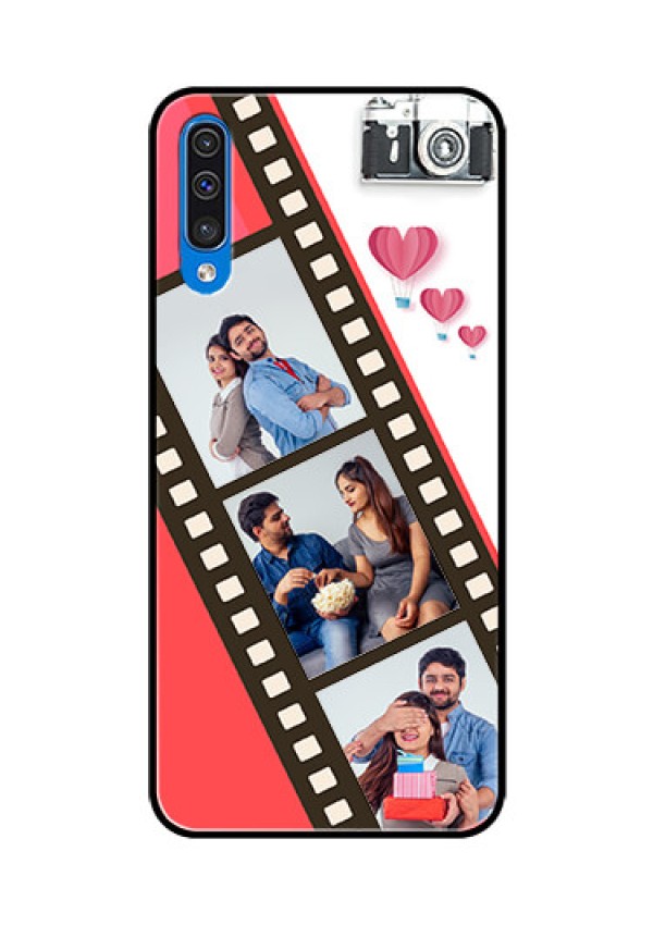 Samsung Galaxy A50 Personalized Glass Phone Case  - 3 Image Holder with Film Reel