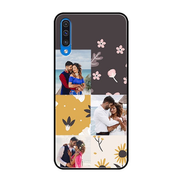 Samsung Galaxy A50 Photo Printing on Glass Case - 3 Images with Floral Design Samsung Galaxy A50 Photo Printing on Glass Case - 3 Images with Floral Design