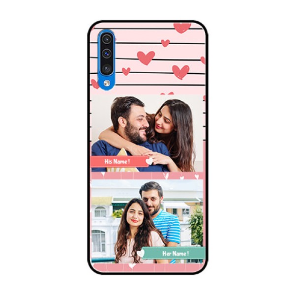 Samsung Galaxy A50 Custom Glass Mobile Case - Photo with Heart Design Samsung Galaxy A50 Custom Glass Mobile Case - Photo with Heart Design