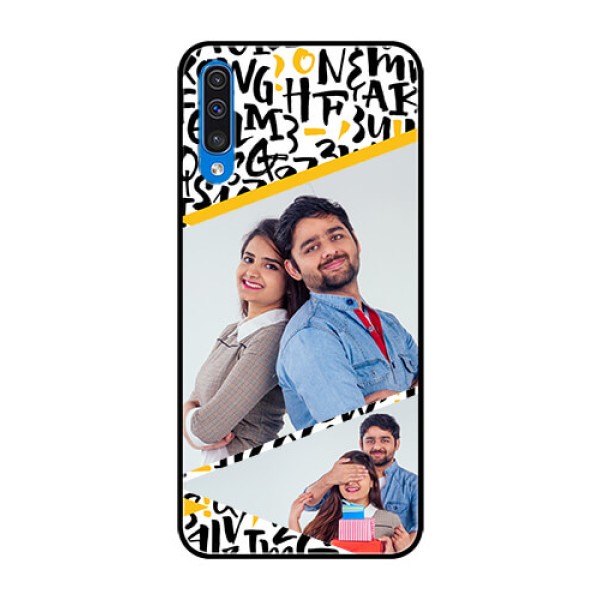 Samsung Galaxy A50 Custom Glass Mobile Case  - Letters Pattern Design