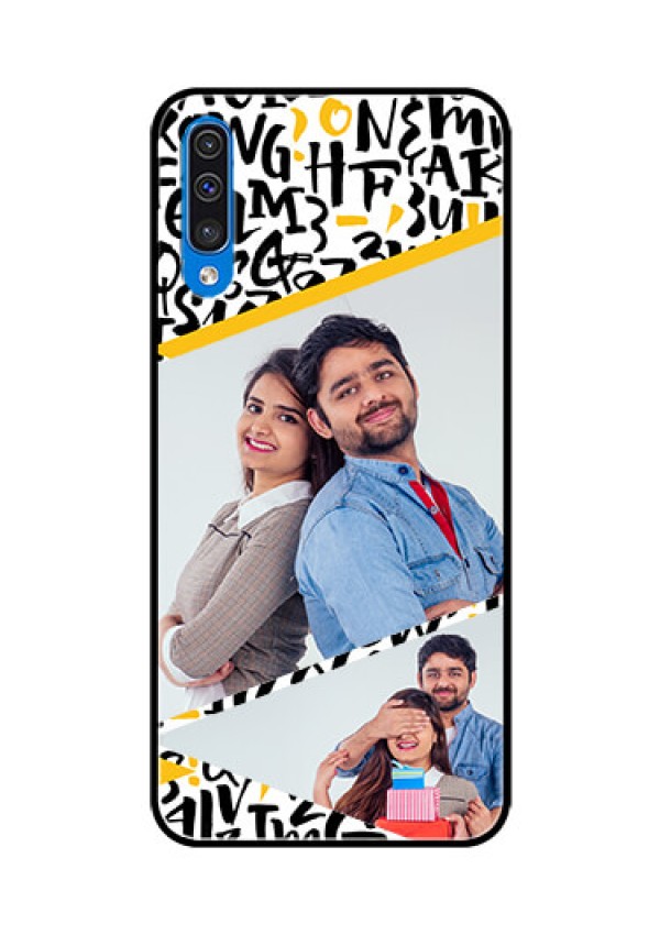 Samsung Galaxy A50 Custom Glass Mobile Case  - Letters Pattern Design