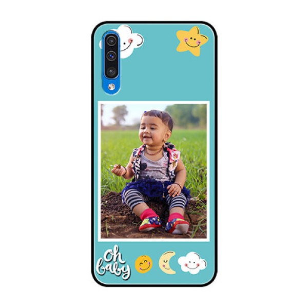 Samsung Galaxy A50 Personalized Glass Phone Case - Smiley Kids Stars Design Samsung Galaxy A50 Personalized Glass Phone Case - Smiley Kids Stars Design