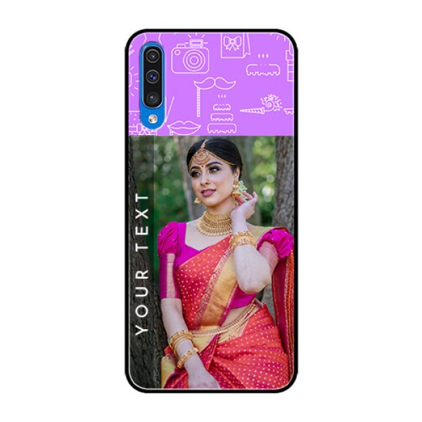 Samsung Galaxy A50 Custom Glass Mobile Case - Birthday Icons Design Samsung Galaxy A50 Custom Glass Mobile Case - Birthday Icons Design