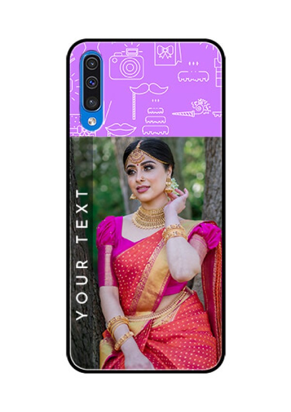 Samsung Galaxy A50 Custom Glass Mobile Case  - Birthday Icons Design