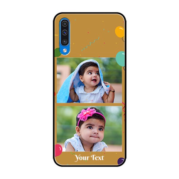 Samsung Galaxy A50 Personalized Glass Phone Case - Image Holder with Birthday Celebrations Design Samsung Galaxy A50 Personalized Glass Phone Case - Image Holder with Birthday Celebrations Design