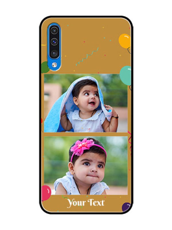 Custom Samsung Galaxy A50 Personalized Glass Phone Case  - Image Holder with Birthday Celebrations Design