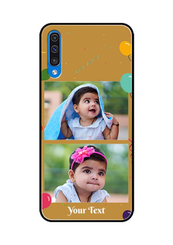 Samsung Galaxy A50 Personalized Glass Phone Case  - Image Holder with Birthday Celebrations Design