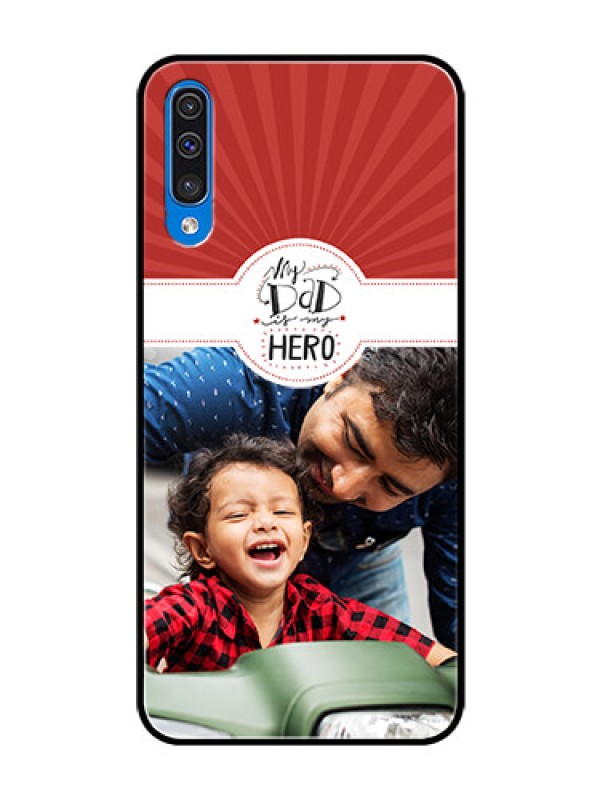 Custom Samsung Galaxy A50 Photo Printing on Glass Case  - My Dad Hero Design