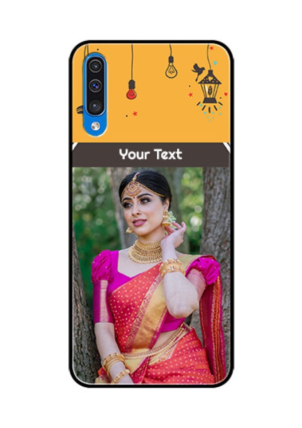 Samsung Galaxy A50 Custom Glass Mobile Case  - with Family Picture and Icons 