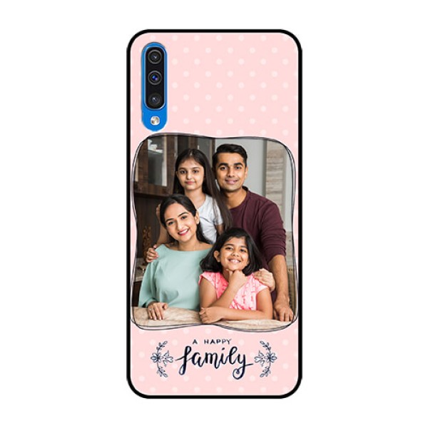 Samsung Galaxy A50 Custom Glass Phone Case - Family with Dots Design Samsung Galaxy A50 Custom Glass Phone Case - Family with Dots Design
