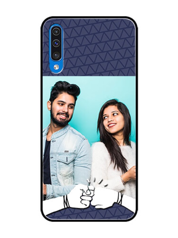 Custom Samsung Galaxy A50 Photo Printing on Glass Case  - with Best Friends Design  