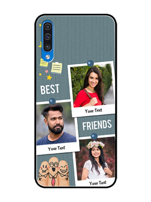 Custom Samsung Galaxy A50 Personalized Glass Phone Case  - Sticky Frames and Friendship Design