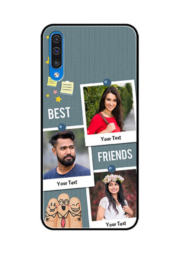 Samsung Galaxy A50 Personalized Glass Phone Case  - Sticky Frames and Friendship Design