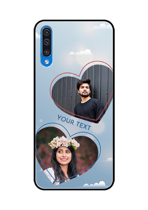 Samsung Galaxy A50 Custom Glass Mobile Case  - Blue Color Couple Design 