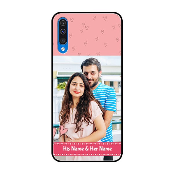 Samsung Galaxy A50 Personalized Glass Phone Case - Love Design Peach Color Samsung Galaxy A50 Personalized Glass Phone Case - Love Design Peach Color