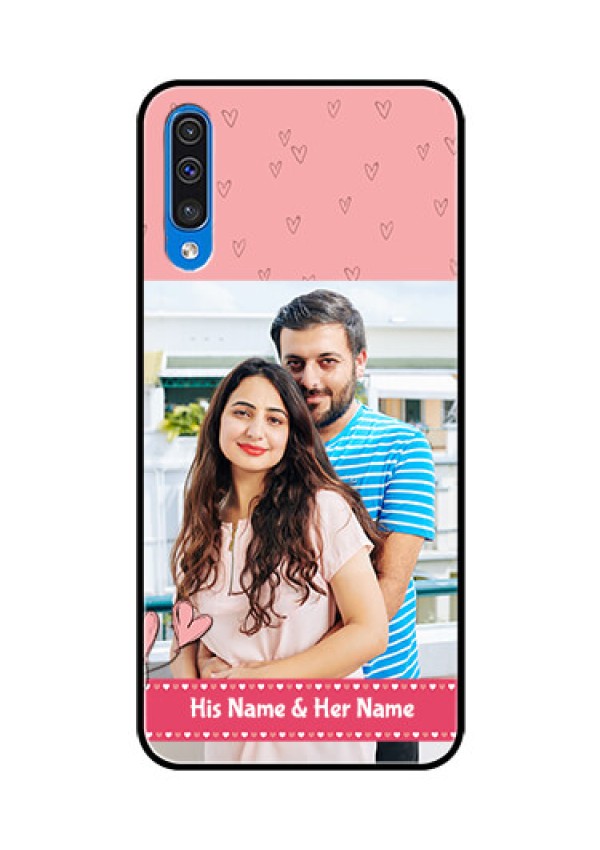 Samsung Galaxy A50 Personalized Glass Phone Case  - Love Design Peach Color