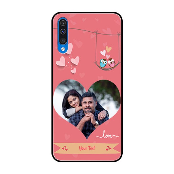 Samsung Galaxy A50 Personalized Glass Phone Case - Peach Color Love Design Samsung Galaxy A50 Personalized Glass Phone Case - Peach Color Love Design