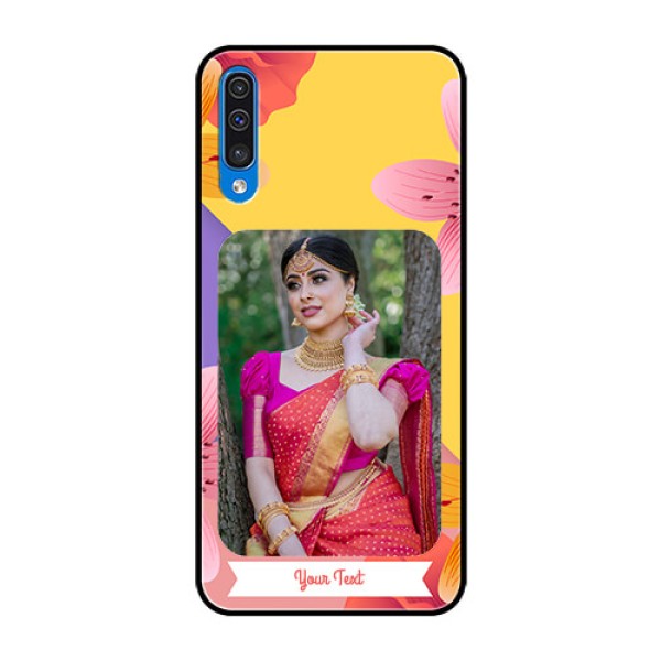 Samsung Galaxy A50 Custom Glass Mobile Case  - 3 Image With Vintage Floral Design