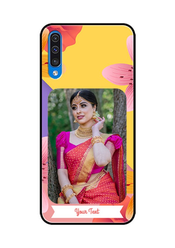 Samsung Galaxy A50 Custom Glass Mobile Case  - 3 Image With Vintage Floral Design