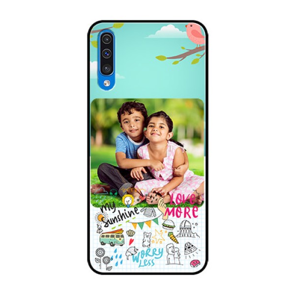 Samsung Galaxy A50 Photo Printing on Glass Case  - Doodle love Design