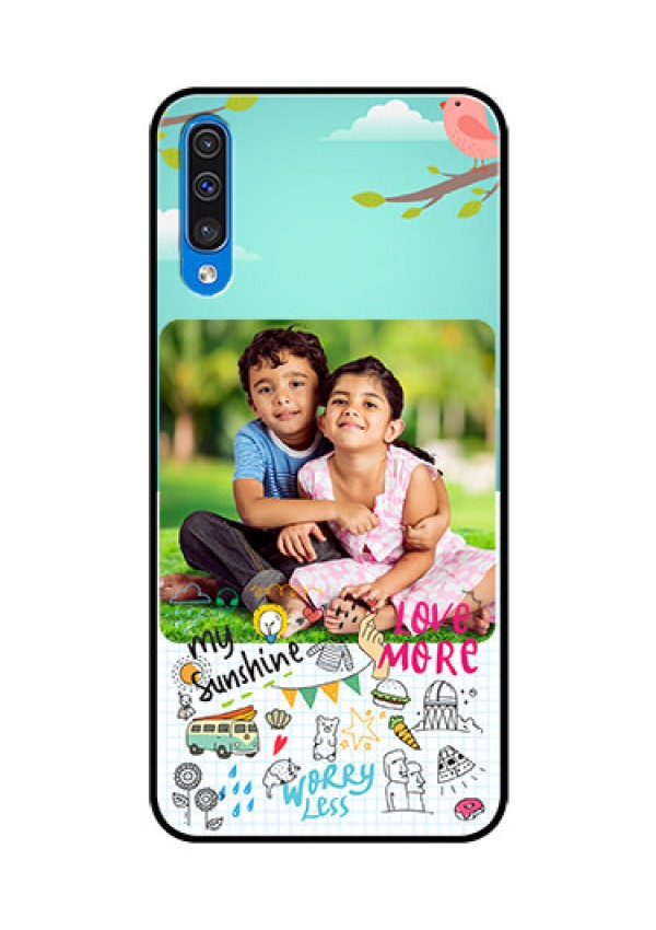 Samsung Galaxy A50 Photo Printing on Glass Case  - Doodle love Design