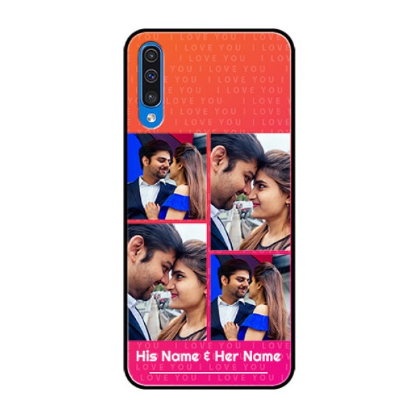 Samsung Galaxy A50 Custom Glass Phone Case  - I Love You Pink Design