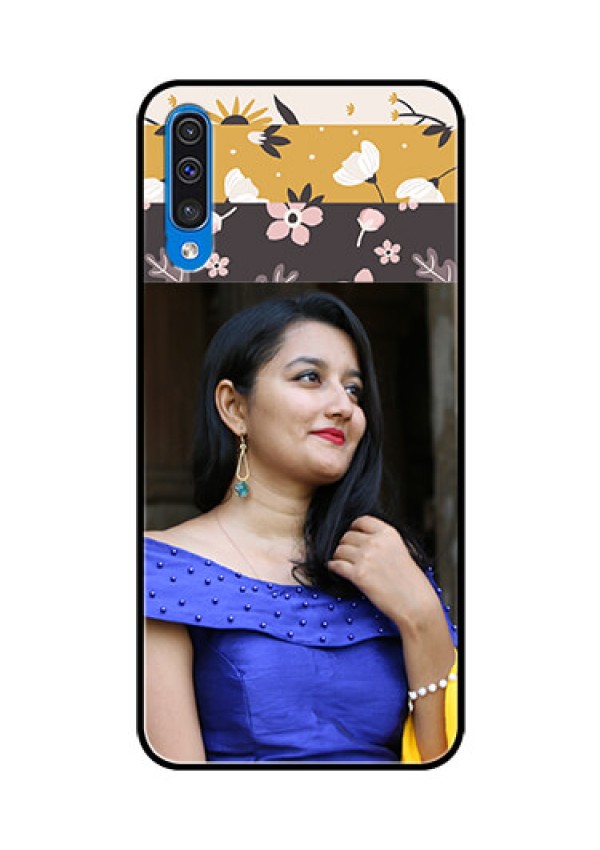 Samsung Galaxy A50 Custom Glass Phone Case  - Stylish Floral Design